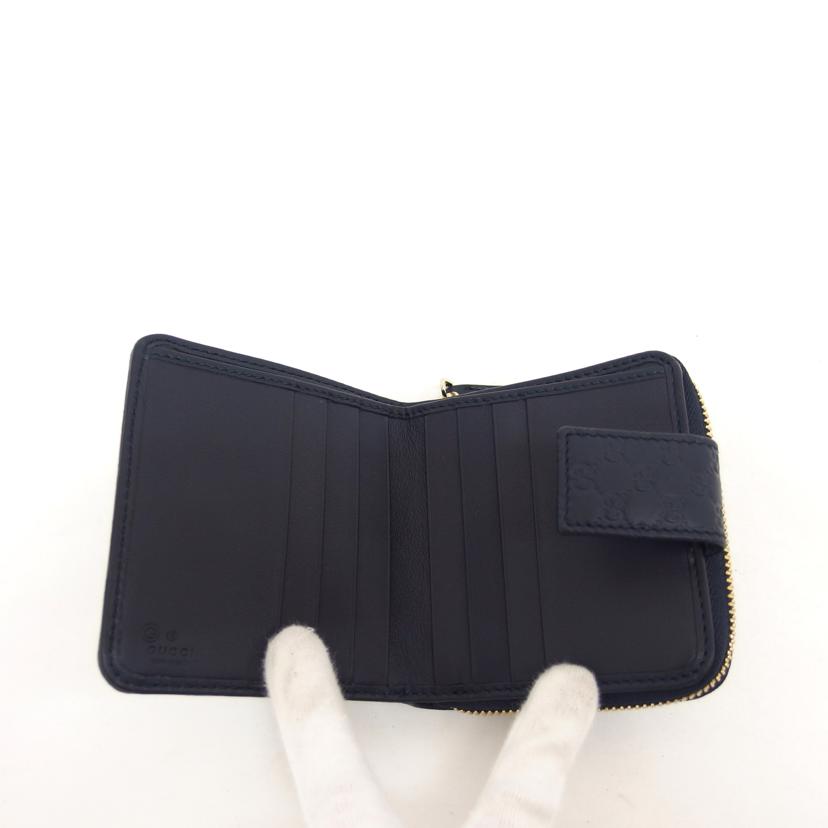 ＧＵＣＣＩ グッチ ラウンドファスナー ウォレット/マイクログッチシマ／二つ折りコンパクト財布／ネイビー/449395//525***/Aランク/04