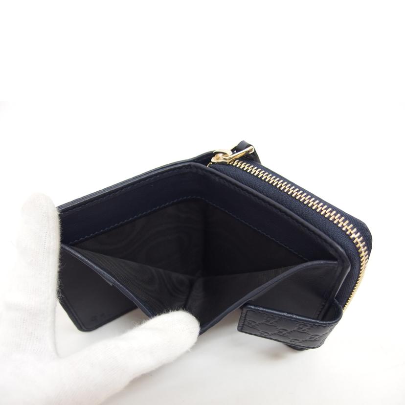 【超美品・付属品完備】GUCCI グッチ 折り財布 マイクロシマ GG ラウンドジップ ブラック 黒