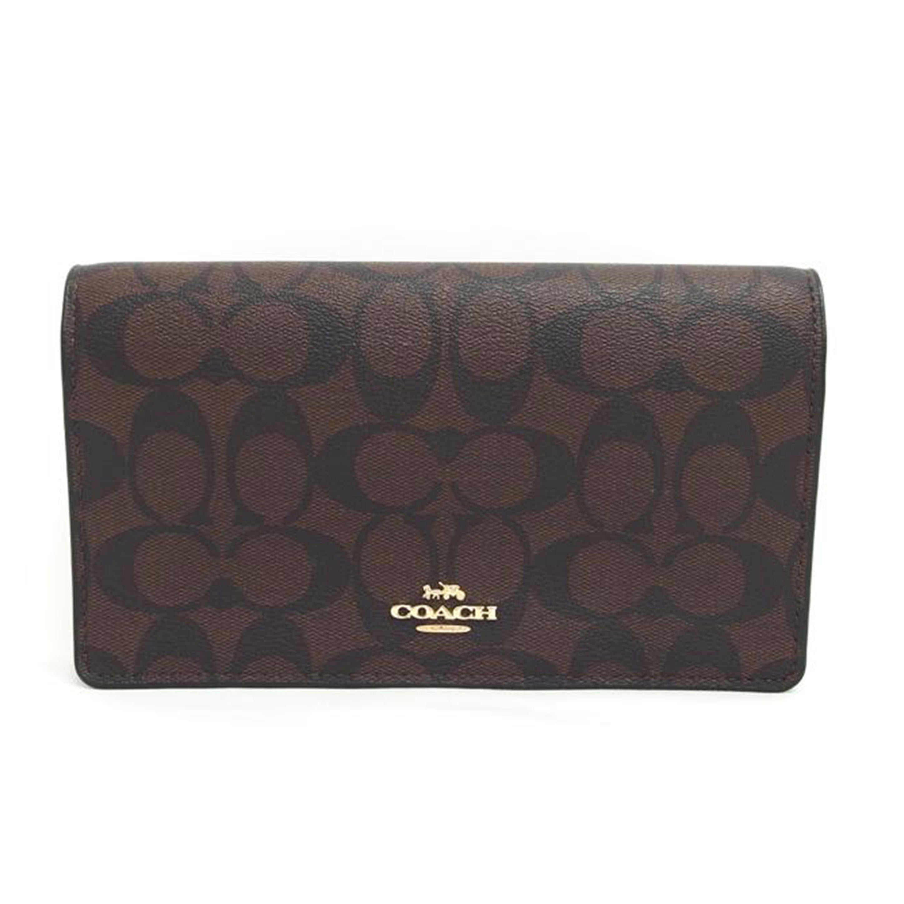 ＣＯＡＣＨ コーチ PVC レザー ショルダーウォレット ブラウン ブラック/シグネチャー／クラッチショルダーバッグ／ダークブラウン/3036//H22**/Aランク/04