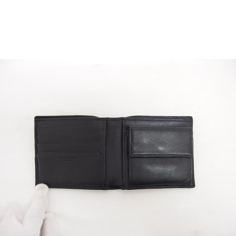 ＢＶＬＧＡＲＩ ブルガリ カーフレザー コンパクトウォレット/オクト／二つ折り財布／ブラック/36964//Bランク/04