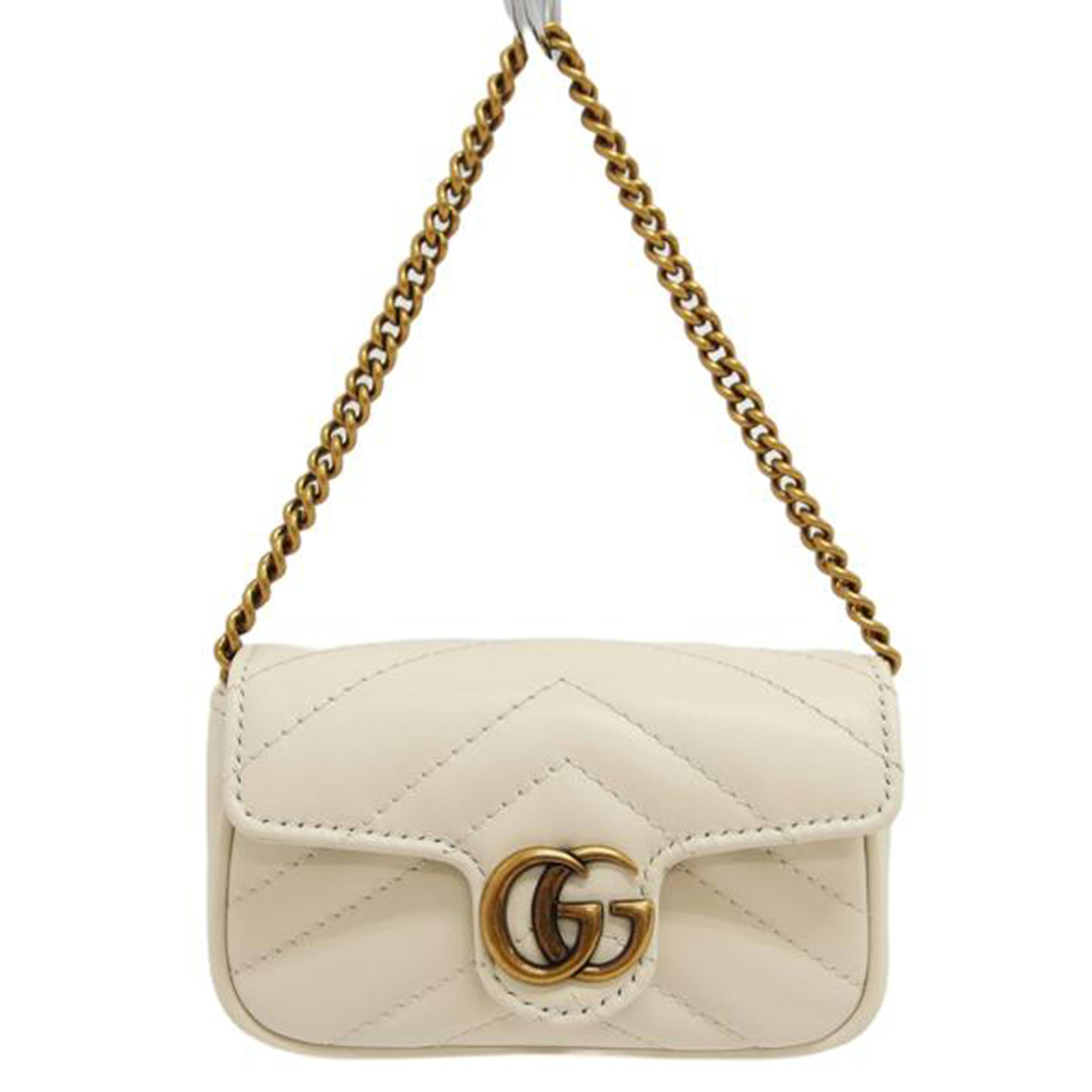 　ＧＵＣＣＩ グッチ チェーンバッグ レザー/ＧＧマーモント／ミニミニバッグ／オフホワイト/575161//203***/Aランク/04