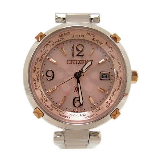 ＣＩＴＩＺＥＮ シチズン　腕時計　レディース　チタニウム　ピンク文字盤　Eco-Drive　TITANIAライン　HAPPY FLIGHT　H240-T019587/ｘＣ／ハッピーフライト・ティタニアライン／電波ソーラー/EC1044-55W//741******/Aランク/69