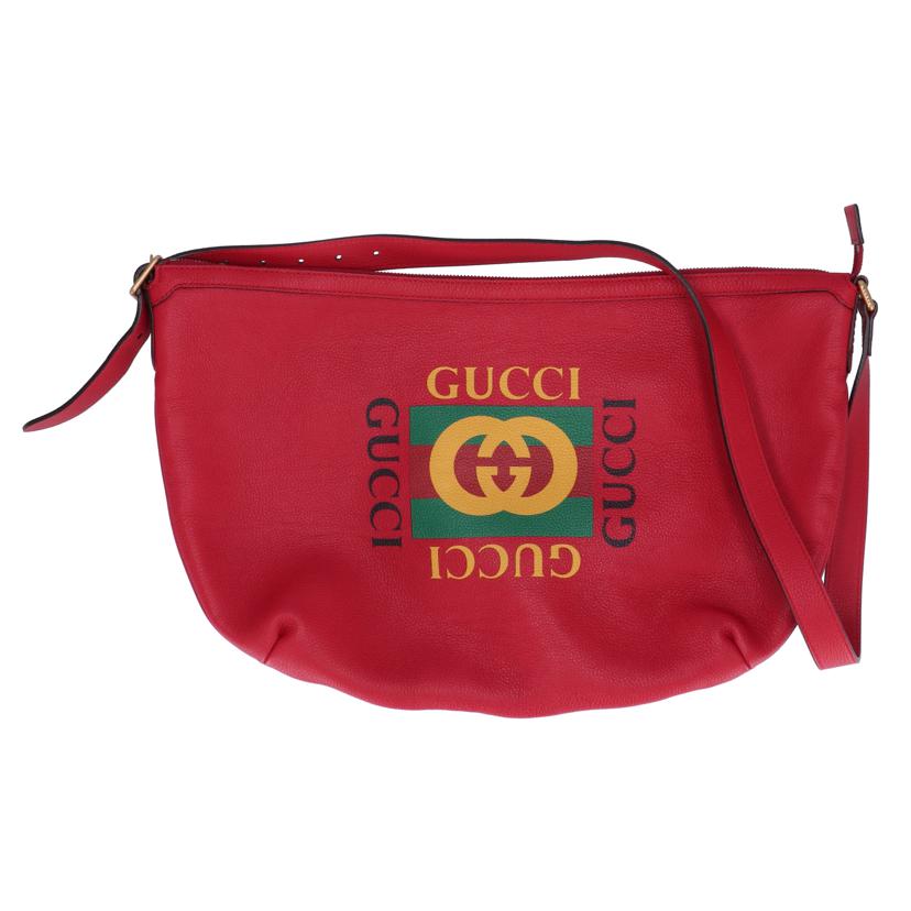 ＧＵＣＣＩ グッチ/プリントハーフムーンホーボーバック／レッド/523588//525040/Aランク/75