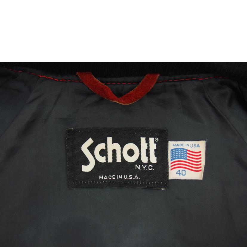 Schott ショット N.Y.C US製 寝そべり スタジャン 90