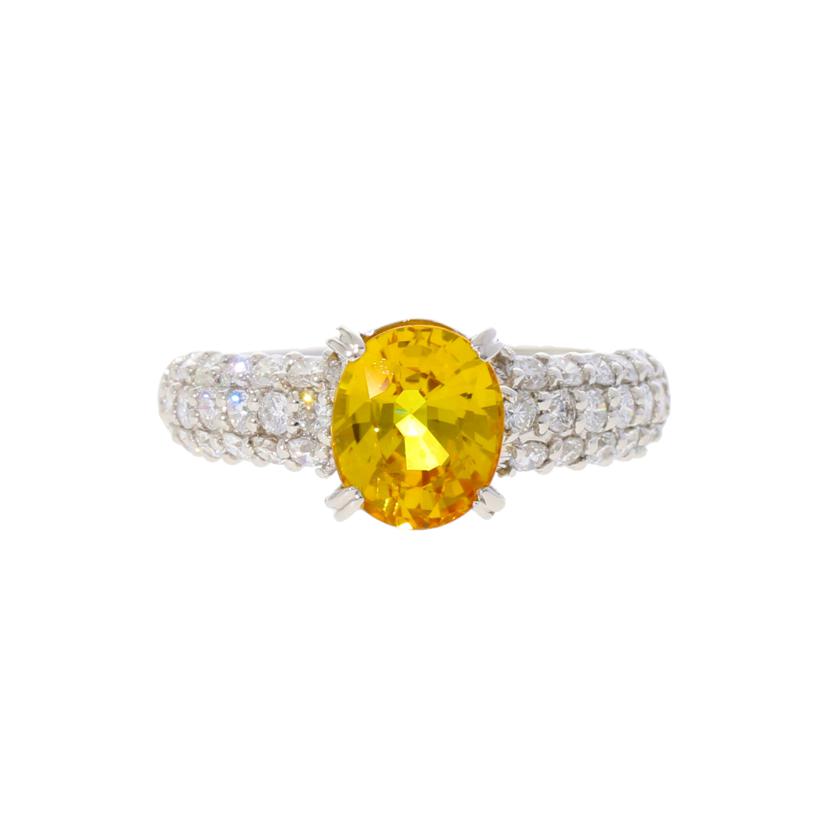 /◎　Ｐｔ９００イエローサファイアダイヤリング２．５３／Ｄ０．８４ｃｔ//Aランク/75