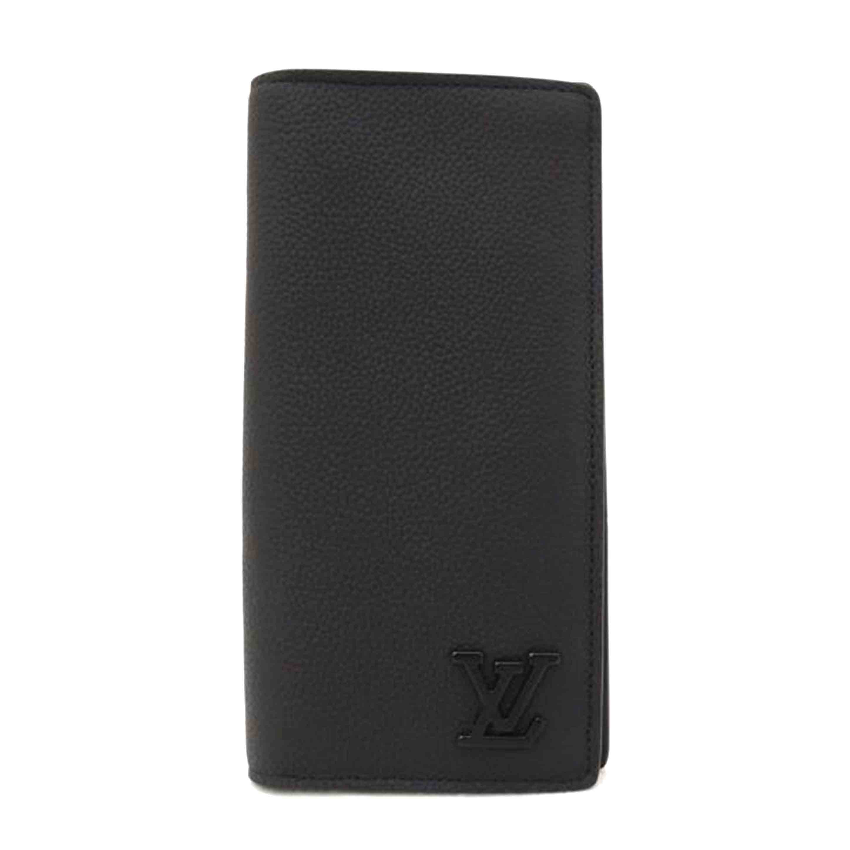 ＬＯＵＩＳ　ＶＵＩＴＴＩＯＮ ルイヴィトン　ビトン　レザー　二つ折り長財布　黒　メンズ/ポルトフォイユブラザＮＭ／ＬＶアエログラム/M69980//RFI****/Aランク/69
