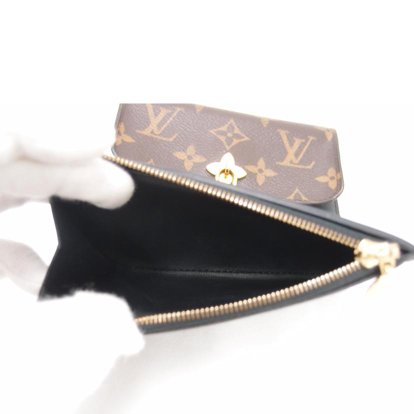 ＬＯＵＩＳ　ＶＵＩＴＴＯＮ ルイヴィトン　三つ折り財布　黒　茶　ブラウン　レディース　パドロックチャーム　/ポルトフォイユ・フラワーコンパクト／モノグラム／ノワール/M62578//SP0***/ABランク/69