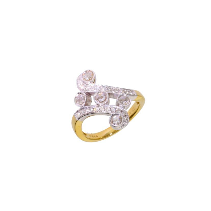 /◎　Ｋ１８ローズカットダイヤリング０．２２／０．４８ｃｔ//Aランク/75