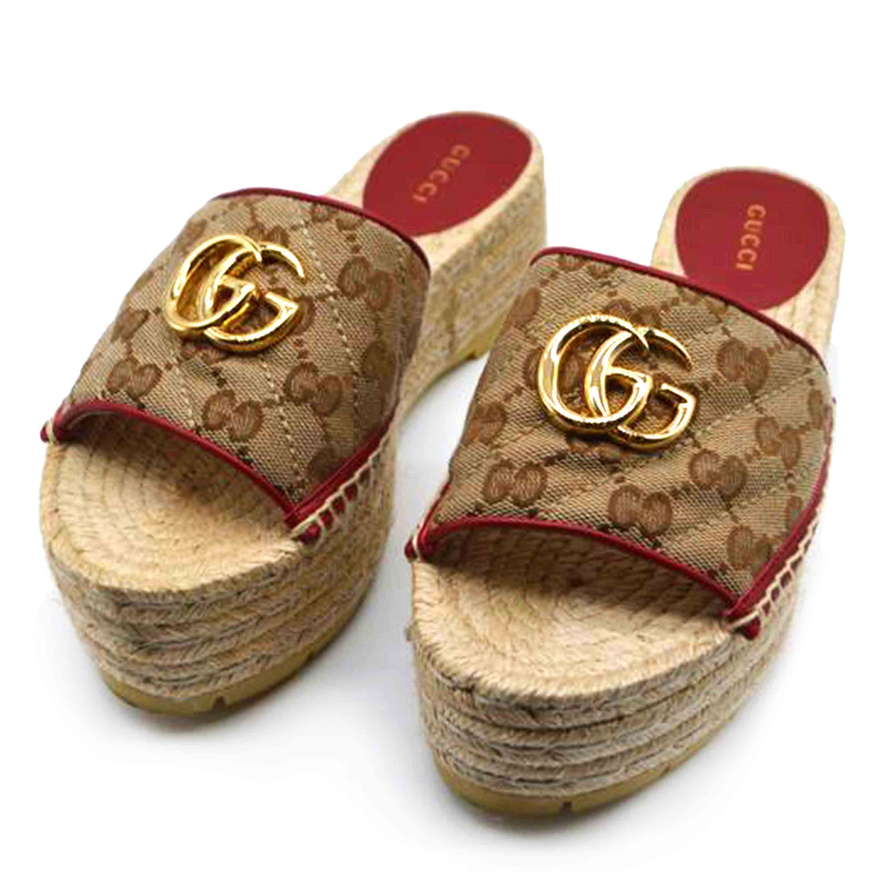 ＧＵＣＣＩ グッチ/ＧＧキャンバスストローサンダル／２３ｃｍ/623160//Bランク/89