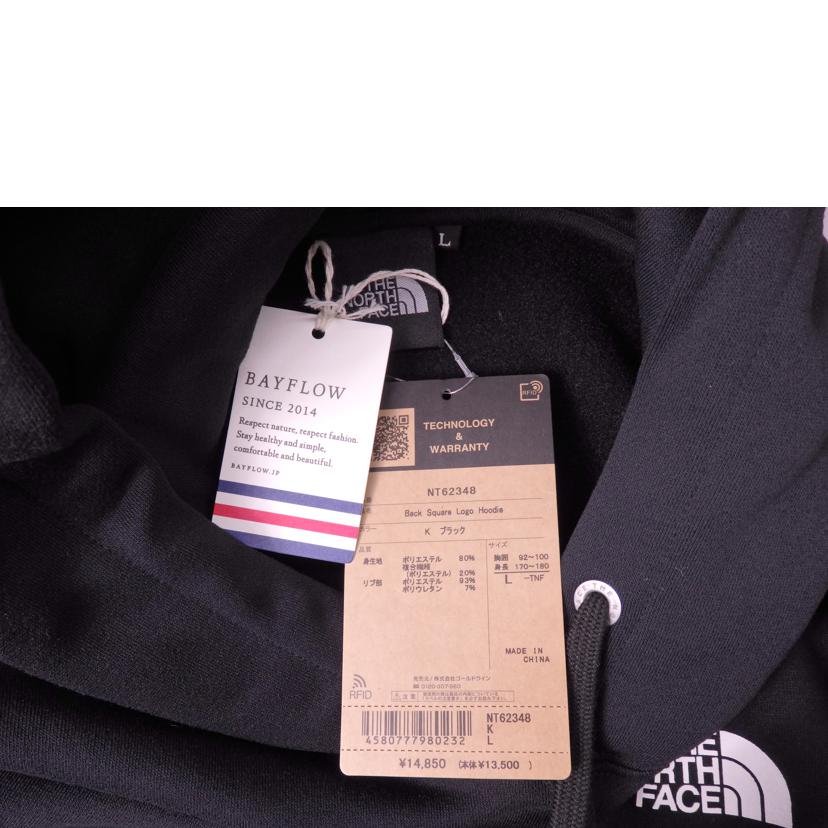 ＴＨＥ　ＮＯＲＴＨ　ＦＡＣＥ ノースフェイス/Ｂａｃｋ　Ｓｑｕａｒｅ　Ｌｏｇｏ　Ｈｏｏｄｉｅ/NT62348//SAランク/76