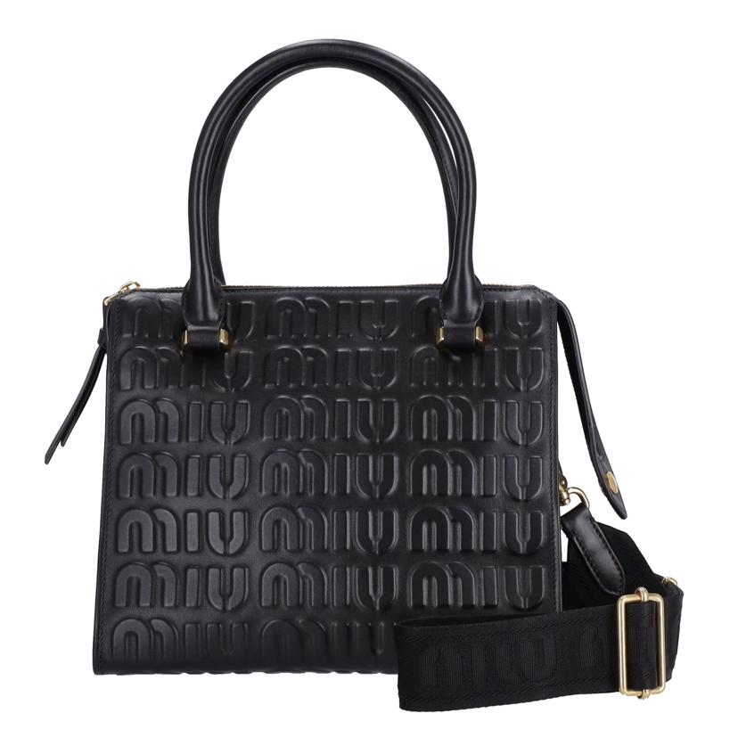 ｍｉｕ　ｍｉｕ ミュウミュウ　miu miu　エンボスロゴ　レザー2Wayショルダー　ブラック　レディース/エンボスロゴ／レザー２Ｗａｙショルダー／黒/5BB111//Aランク/37