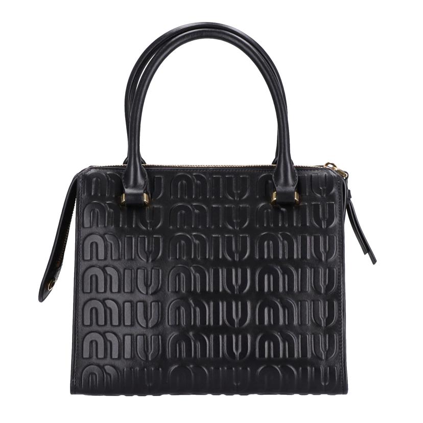 ｍｉｕ　ｍｉｕ ミュウミュウ　miu miu　エンボスロゴ　レザー2Wayショルダー　ブラック　レディース/エンボスロゴ／レザー２Ｗａｙショルダー／黒/5BB111//Aランク/37