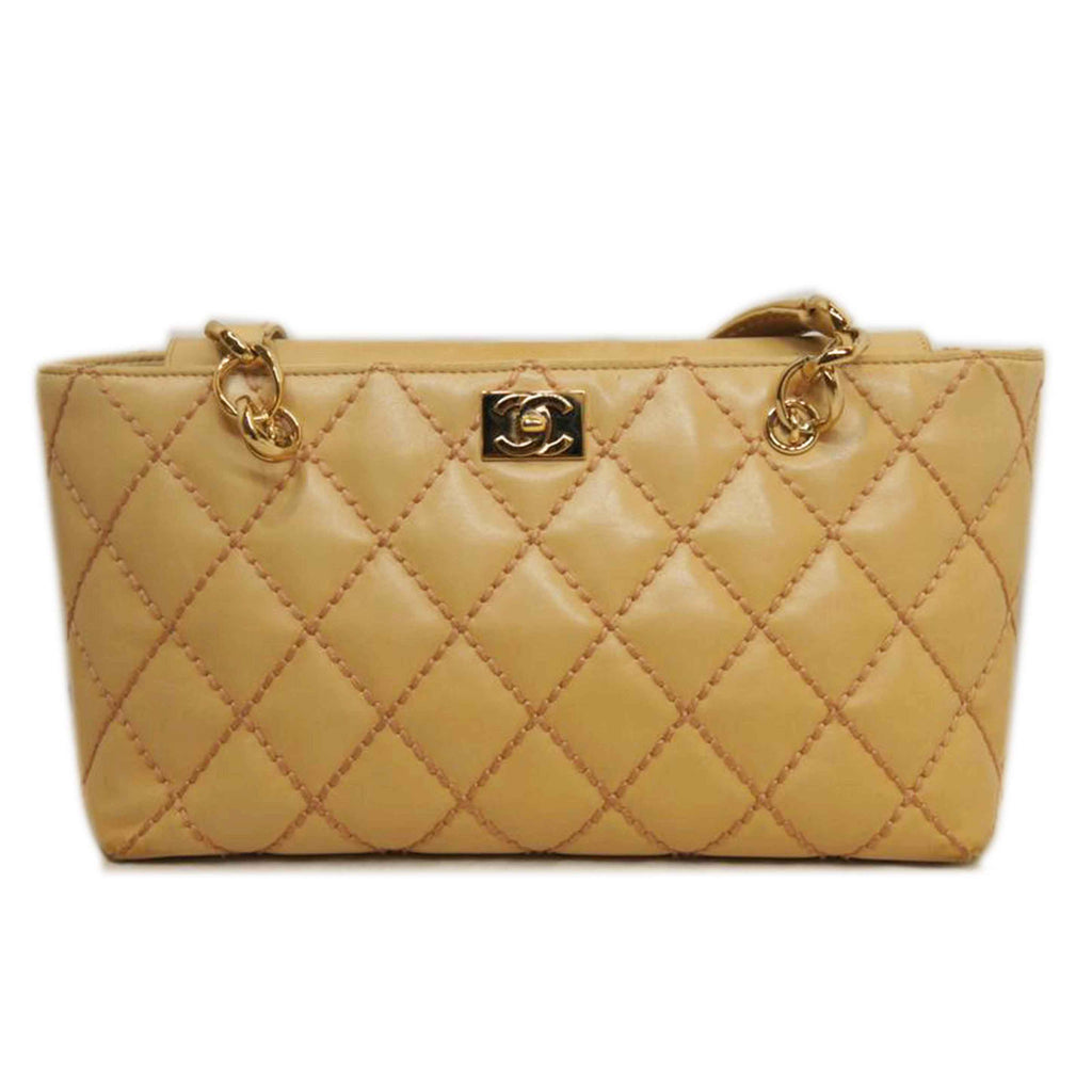 CHANEL シャネル/ラムスキンワイルドステッチチェーントートベージュ/779****/シャネル/Bランク/92【中古】